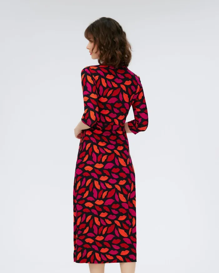 Abigail Silk Jersey Midi Wrap Dress Midnight Kiss Multi Women DVF Dresses Abigail Silk Jersey Midi Wrap Dress Midnight Kiss Multi Women DVF Dresses