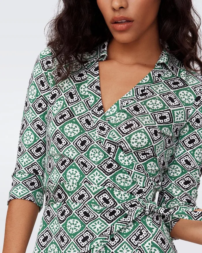 Abigail Silk Jersey Midi Wrap Dress Paper Cut Geo Women DVF Dresses