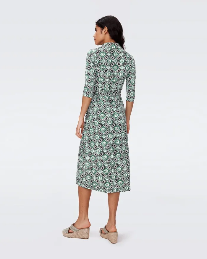 Abigail Silk Jersey Midi Wrap Dress Paper Cut Geo Women DVF Dresses