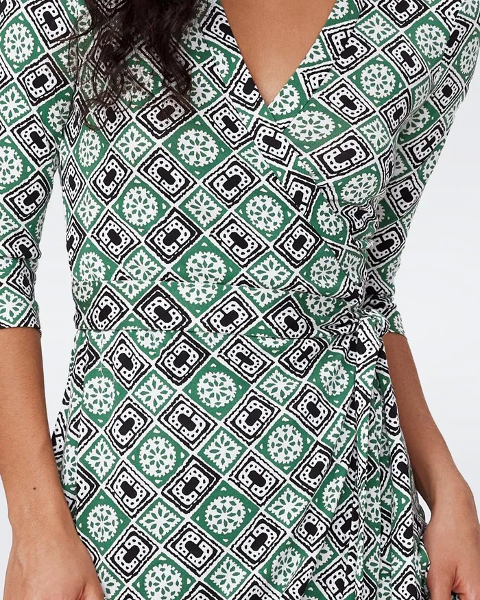 Abigail Silk Jersey Midi Wrap Dress Paper Cut Geo Women DVF Dresses