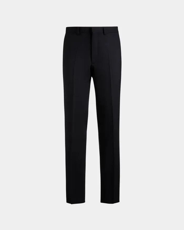 Adrien Brody Travel Collection Pleated Pants In Navy Blue Wool Men Bally Pants