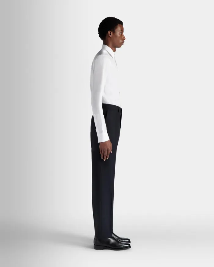Adrien Brody Travel Collection Pleated Pants In Navy Blue Wool Men Bally Pants