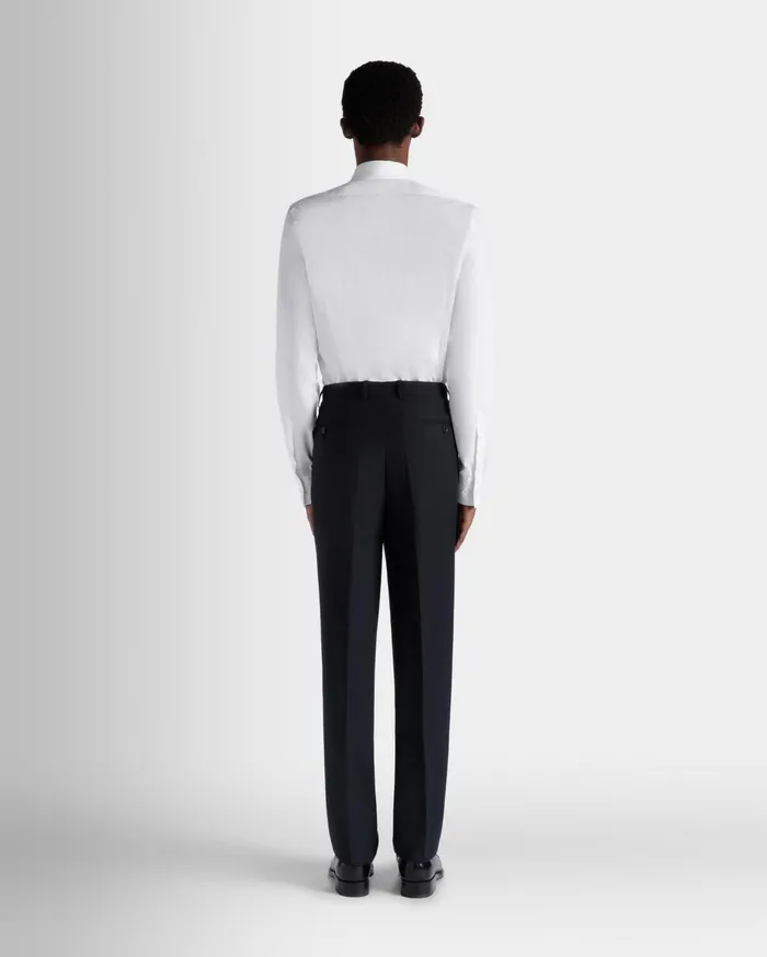 Adrien Brody Travel Collection Pleated Pants In Navy Blue Wool Men Bally Pants