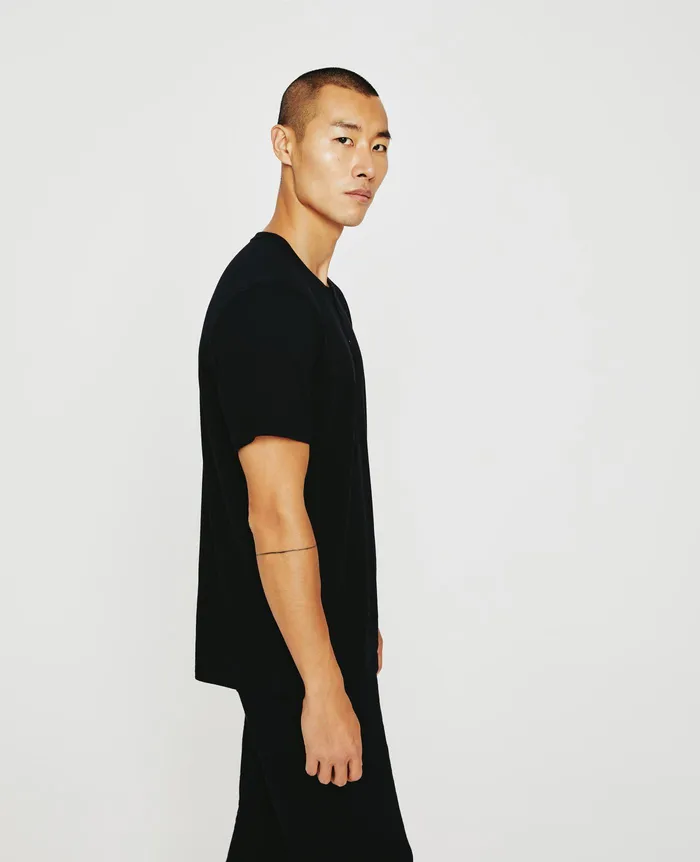 AG Jeans Tees Men Bryce Short Sleeve Henley TRUE BLACK AG Jeans Tees Men Bryce Short Sleeve Henley TRUE BLACK