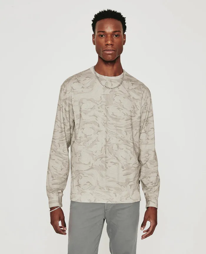 AG Jeans Tees Men Wesley Pullover RADIO MAP NEUTRAL MULTI