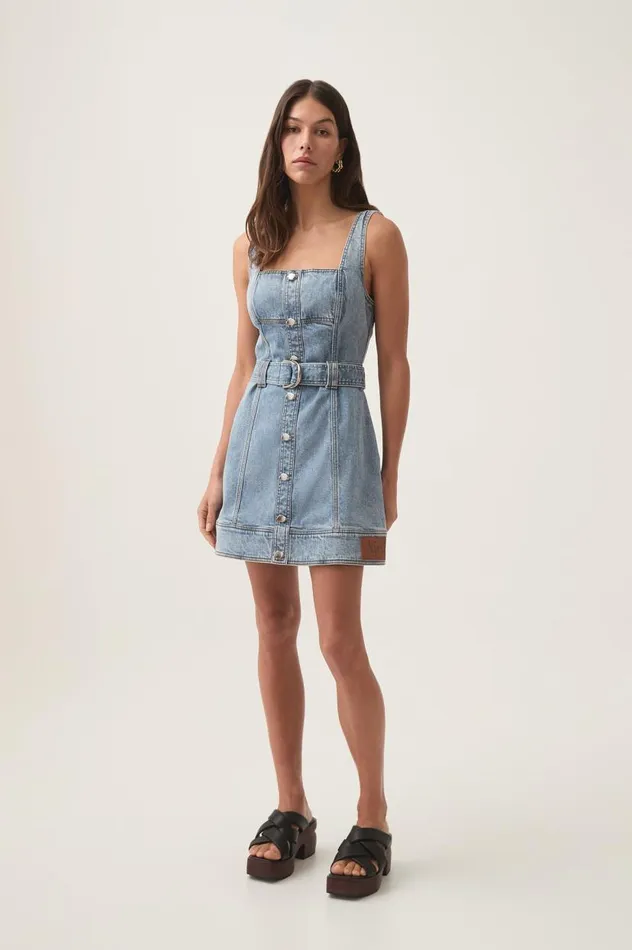 Aje Denim Zariah Denim Mini Dress Sky Wash 8211 Women Aje Denim Zariah Denim Mini Dress Sky Wash 8211 Women