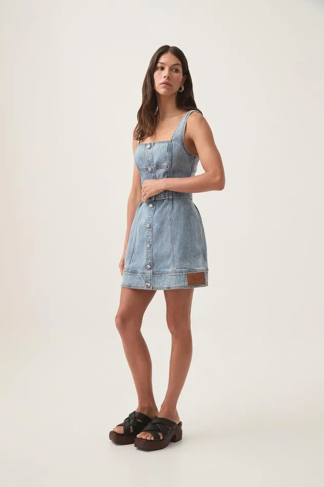 Aje Denim Zariah Denim Mini Dress Sky Wash 8211 Women Aje Denim Zariah Denim Mini Dress Sky Wash 8211 Women