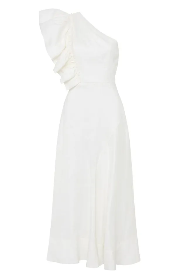 Aje Dresses Bonjour Asymmetric Midi Dress Ivory 8211 Women Aje Dresses Bonjour Asymmetric Midi Dress Ivory 8211 Women