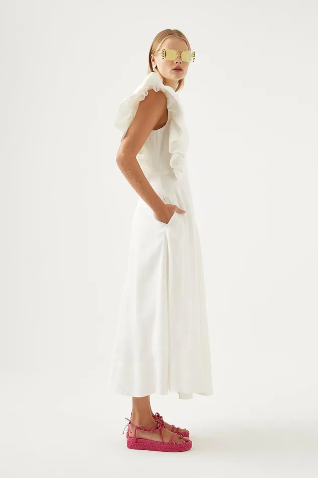 Aje Dresses Bonjour Asymmetric Midi Dress Ivory 8211 Women Aje Dresses Bonjour Asymmetric Midi Dress Ivory 8211 Women