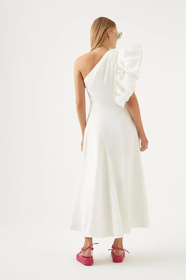 Aje Dresses Bonjour Asymmetric Midi Dress Ivory 8211 Women Aje Dresses Bonjour Asymmetric Midi Dress Ivory 8211 Women