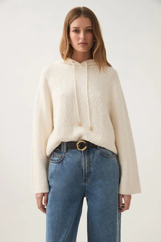 Aje Knitwear and Jumpers Lyla Knit Hoodie Ivory 8211 Women Aje Knitwear and Jumpers Lyla Knit Hoodie Ivory 8211 Women