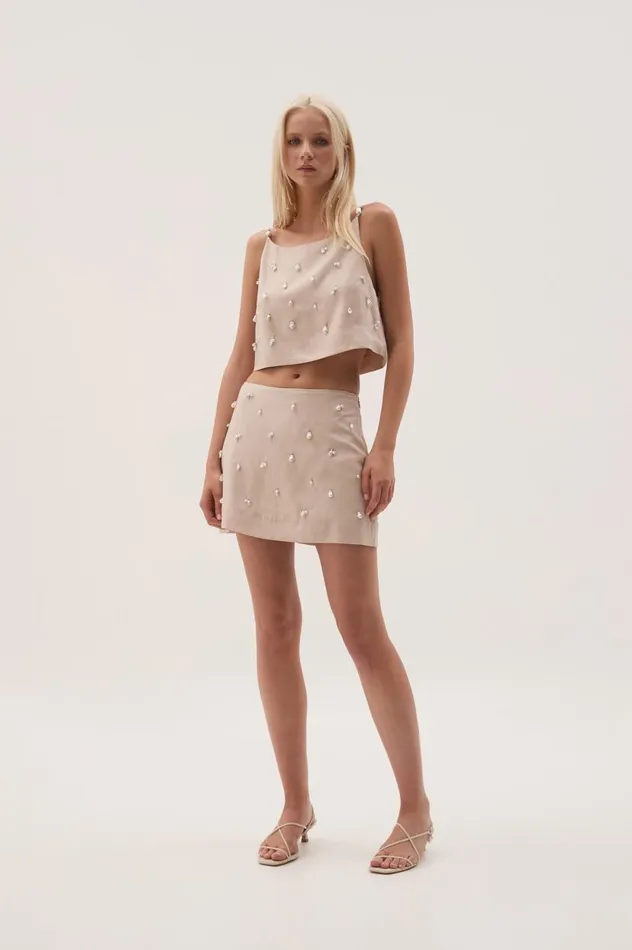 Aje Skirts Akoya Mini Skirt Oatmeal 8211 Women Aje Skirts Akoya Mini Skirt Oatmeal 8211 Women