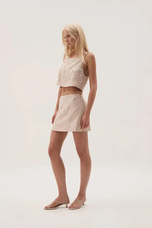 Aje Skirts Akoya Mini Skirt Oatmeal 8211 Women Aje Skirts Akoya Mini Skirt Oatmeal 8211 Women