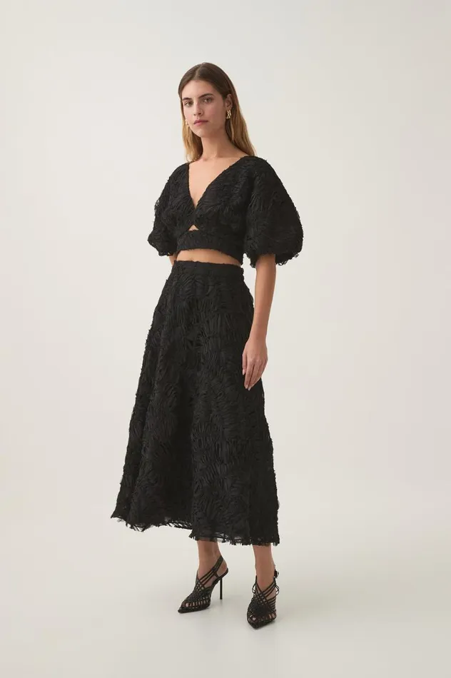 Aje Skirts Florential Textured Midi Skirt Black 8211 Women