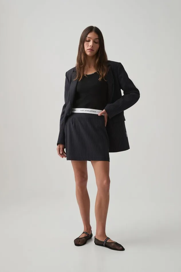 Aje Skirts Logo Elastic Mini Skirt 651 Navy Pinstripe 8211 Women
