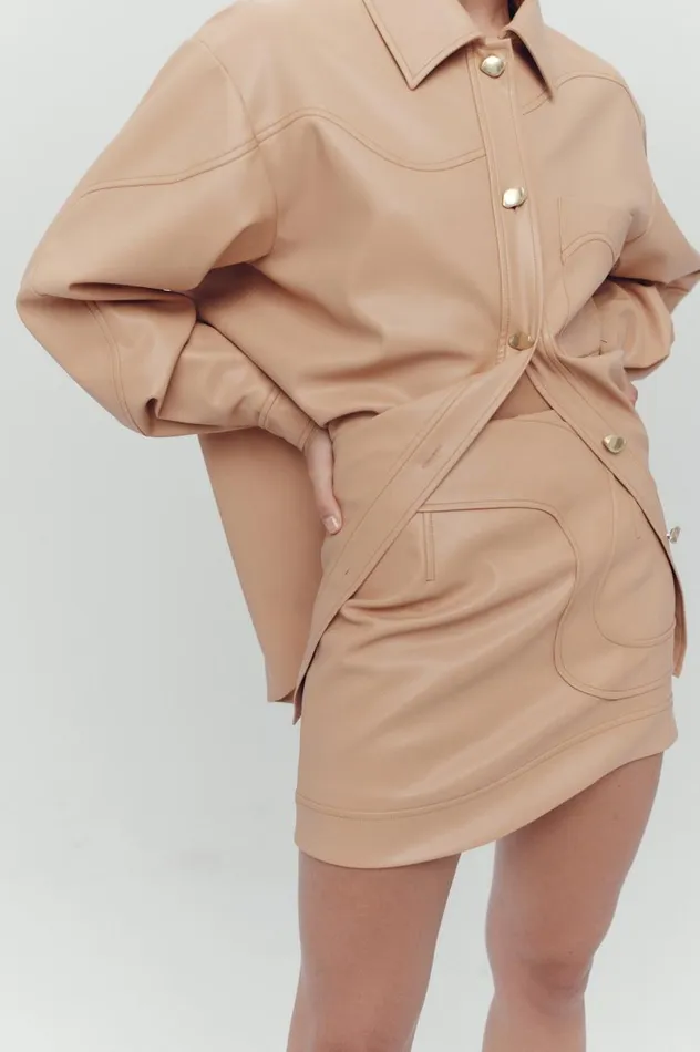 Aje Skirts Priscilla Scalloped Mini Skirt Sand Beige 8211 Women