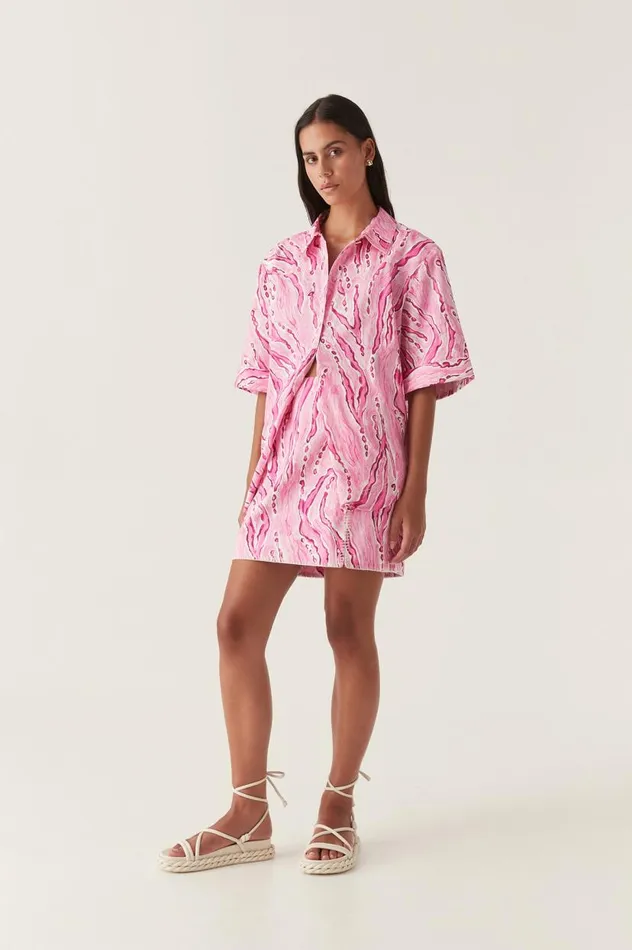 Aje Tops Blaze Stitch Oversized Shirt Dappled Flame 8211 Women Aje Tops Blaze Stitch Oversized Shirt Dappled Flame 8211 Women