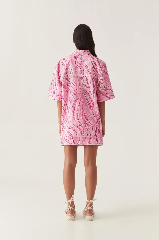 Aje Tops Blaze Stitch Oversized Shirt Dappled Flame 8211 Women Aje Tops Blaze Stitch Oversized Shirt Dappled Flame 8211 Women