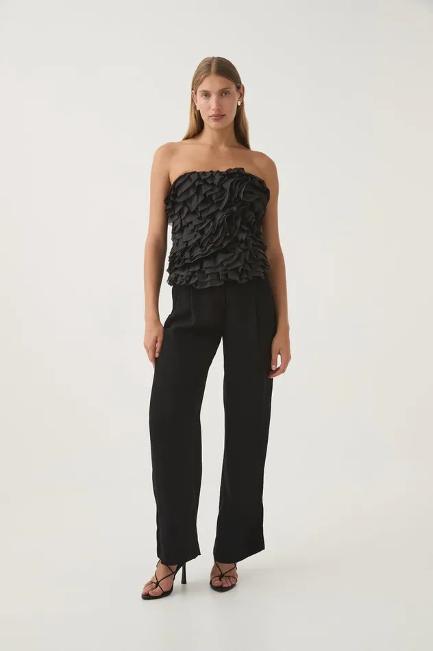 Aje Tops Charmed Rosette Ruffle Bustier Black 8211 Women Aje Tops Charmed Rosette Ruffle Bustier Black 8211 Women