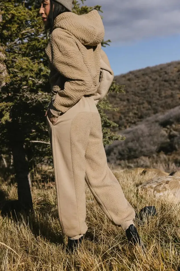 All Bottoms Women Bohme Callie Sherpa Joggers In Camel 8211 FINAL SALE Camel