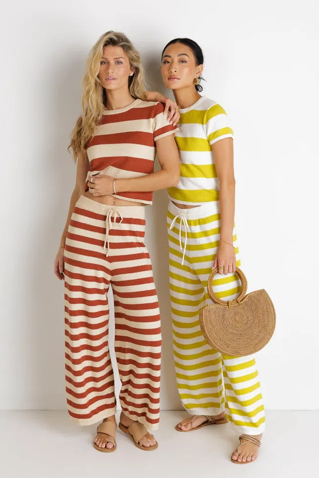 All Bottoms Women Bohme Charly Striped Pants In Yellow 8211 FINAL SALE Yellow