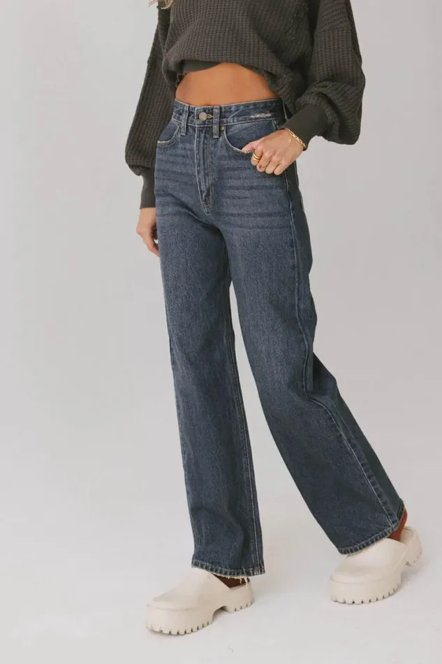 All Bottoms Women Bohme Emiliano Wide Leg Jeans In Dark Wash Dark Wash