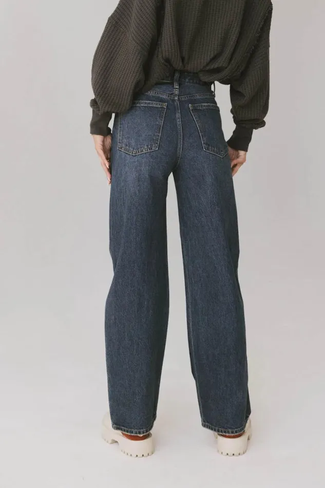 All Bottoms Women Bohme Emiliano Wide Leg Jeans In Dark Wash Dark Wash