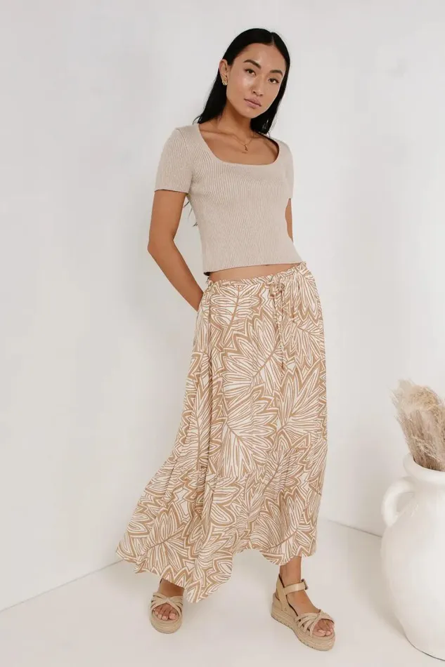 All Bottoms Women Bohme Kai Printed Skirt In Khaki Khaki
