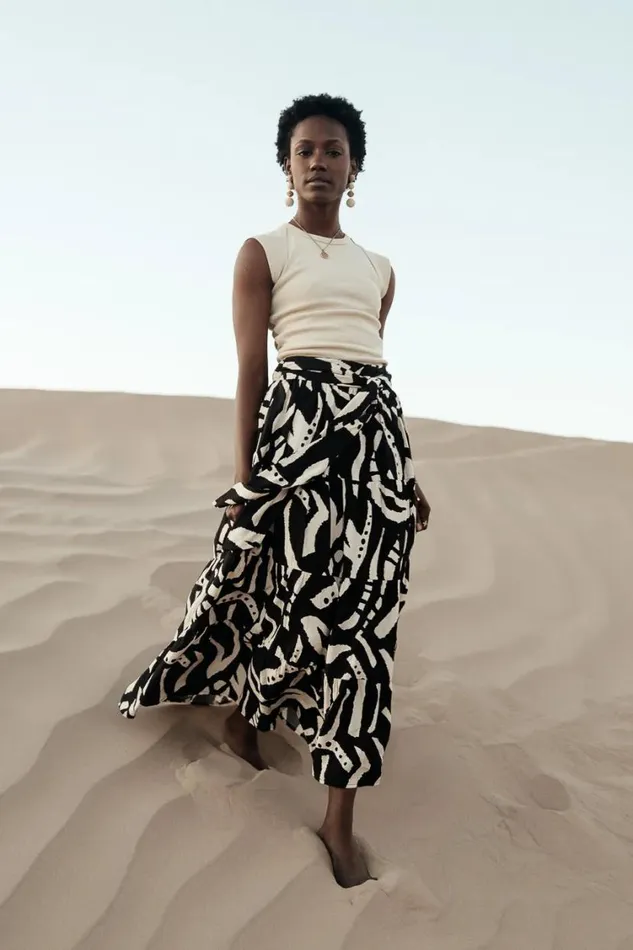 All Bottoms Women Bohme Noco Abstract Print Skirt