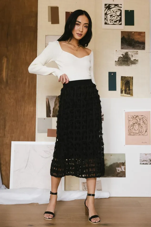 All Bottoms Women Bohme Open Cage Knit Skirt In Black Black