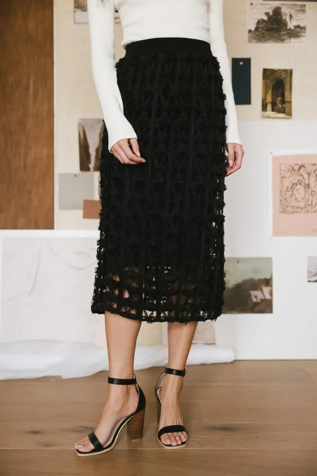 All Bottoms Women Bohme Open Cage Knit Skirt In Black Black