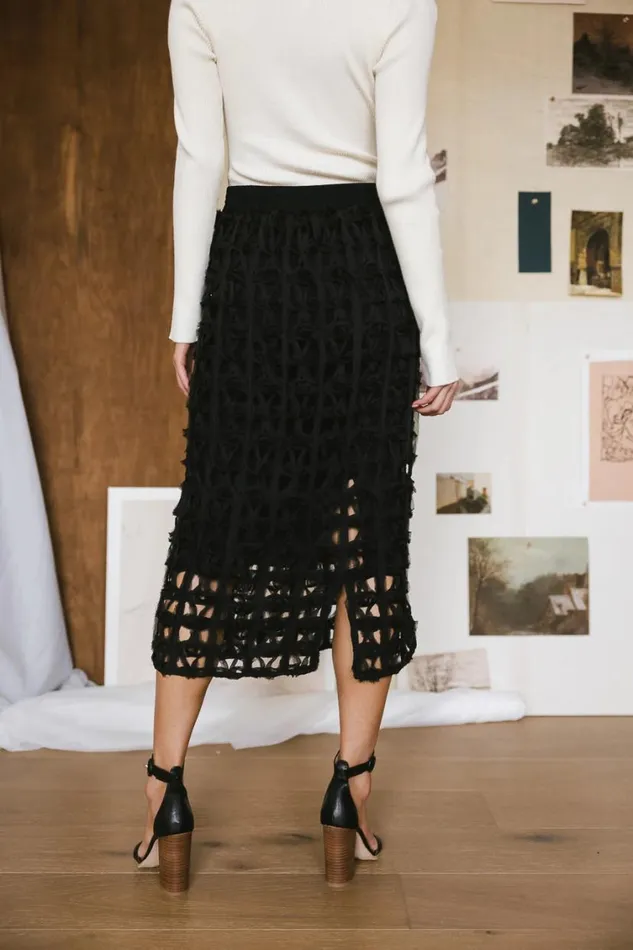 All Bottoms Women Bohme Open Cage Knit Skirt In Black Black