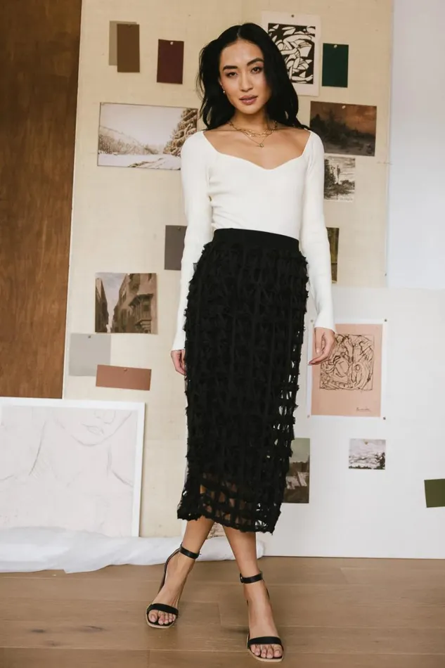 All Bottoms Women Bohme Open Cage Knit Skirt In Black Black