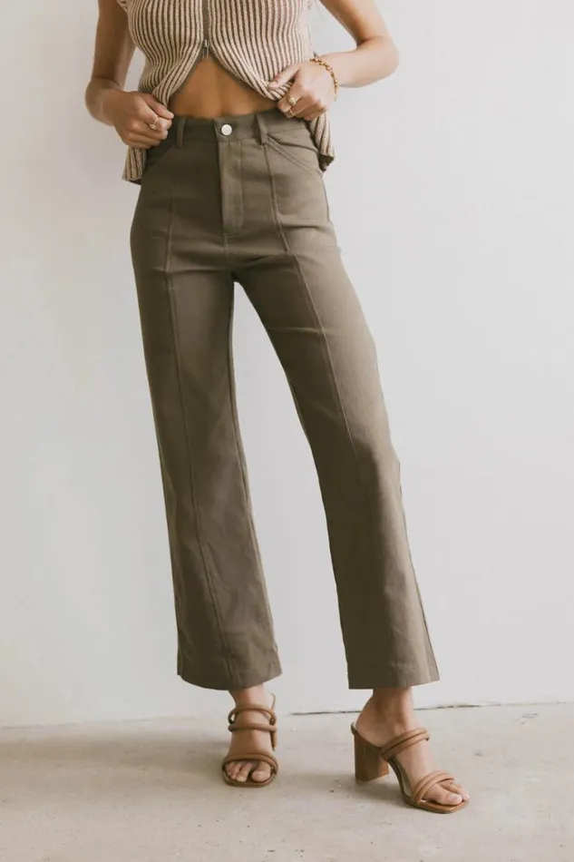 All Bottoms Women Bohme Sable Straight Leg Pants In Olive Olive