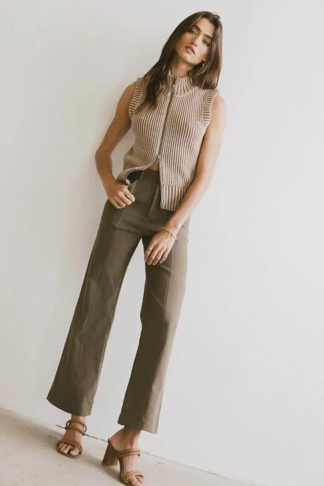 All Bottoms Women Bohme Sable Straight Leg Pants In Olive Olive