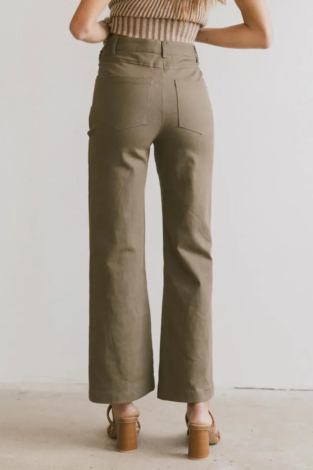 All Bottoms Women Bohme Sable Straight Leg Pants In Olive Olive