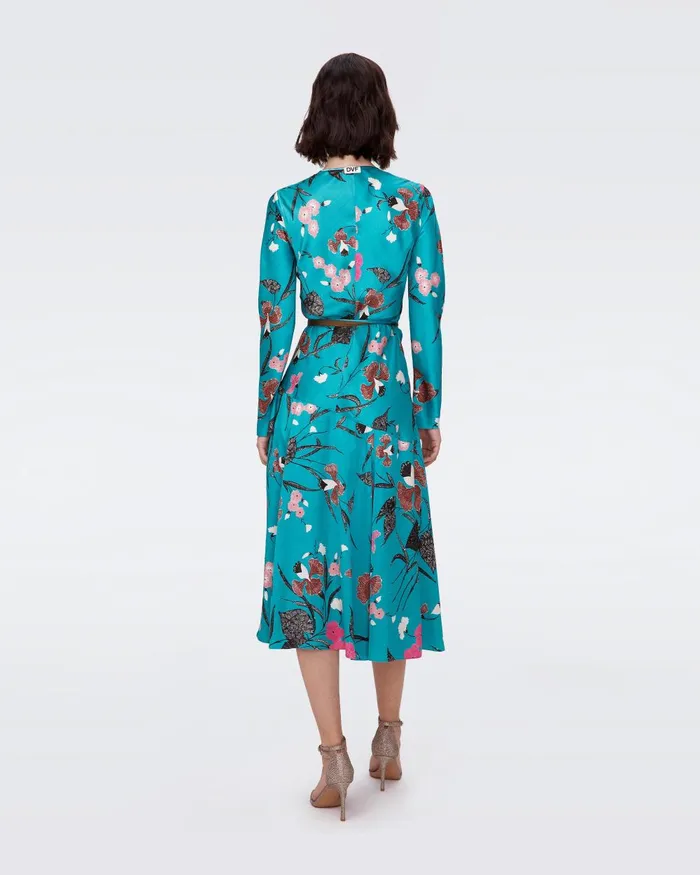 Anika Reversible Dress Festival Floral Teal And Olive Women DVF Dresses