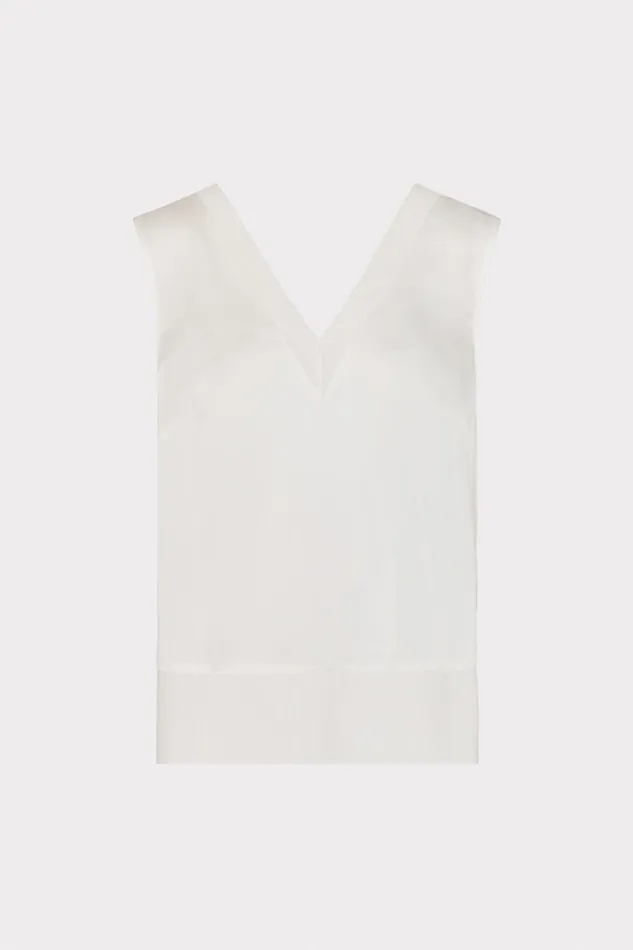 Avianna Satin Sleeveless Top White Women Milly Tops