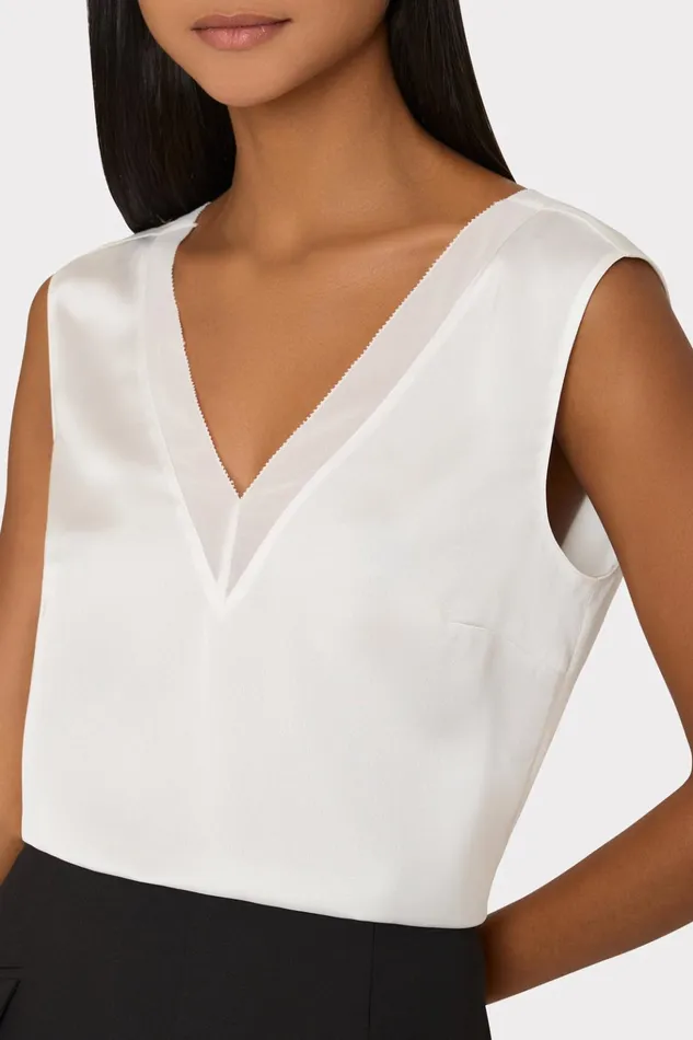 Avianna Satin Sleeveless Top White Women Milly Tops