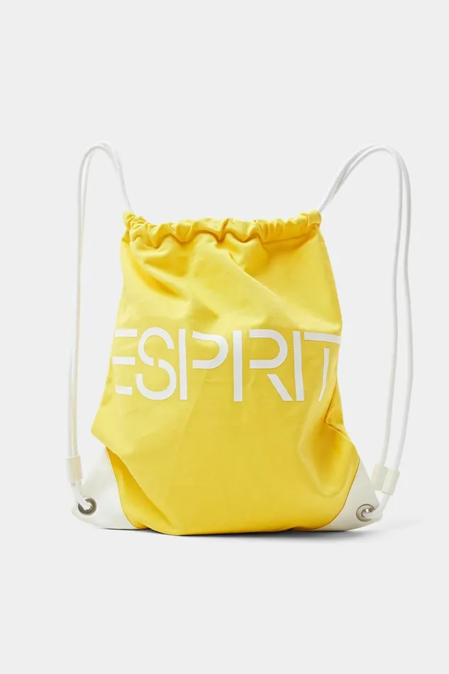 Bags Wallets Men Esprit Cotton Canvas Logo Drawstring Backpack Yellow