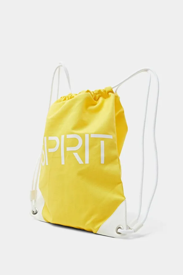 Bags Wallets Men Esprit Cotton Canvas Logo Drawstring Backpack Yellow