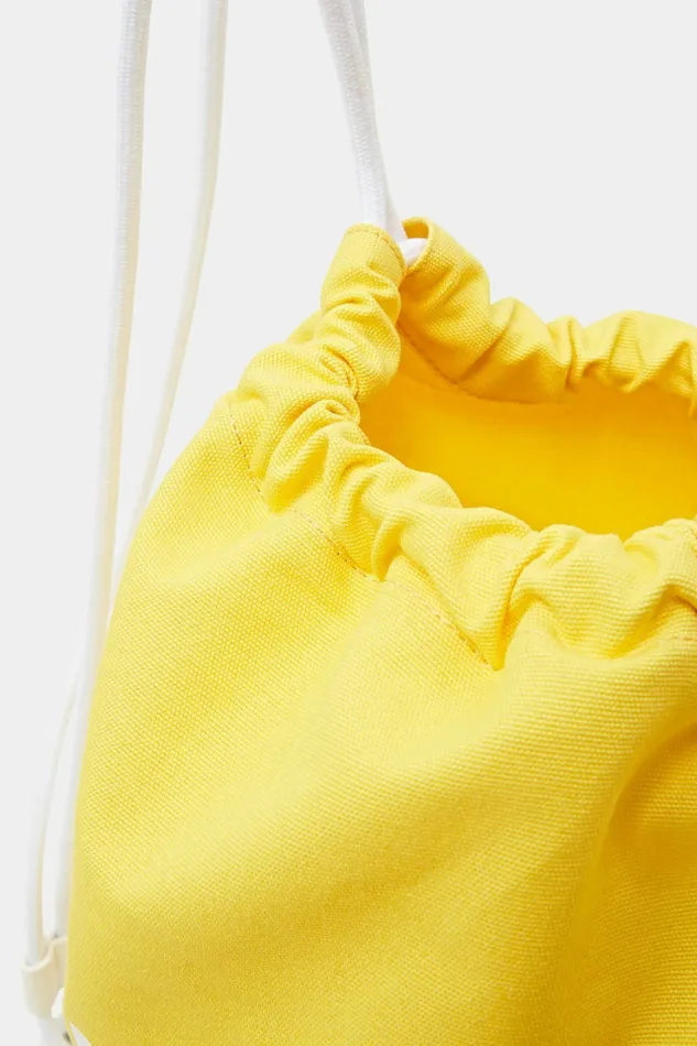Bags Wallets Men Esprit Cotton Canvas Logo Drawstring Backpack Yellow