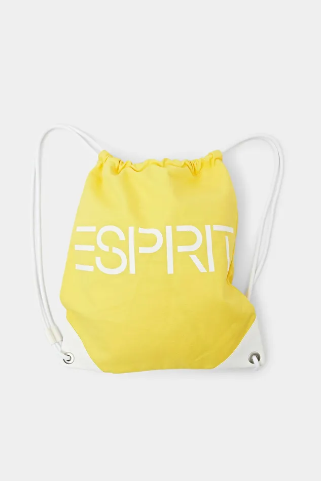 Bags Wallets Men Esprit Cotton Canvas Logo Drawstring Backpack Yellow