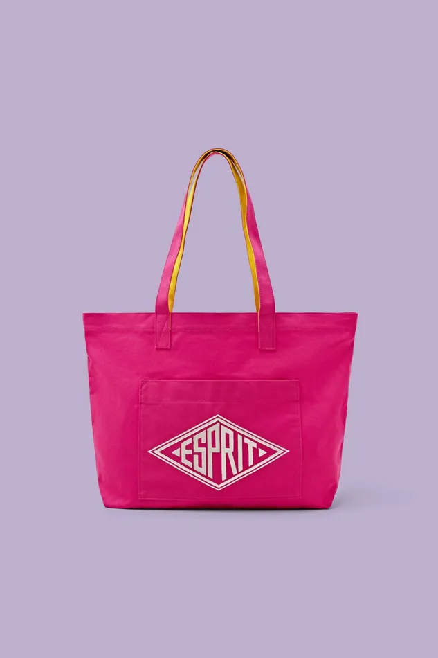 Bags Wallets Men Esprit Logo Canvas Tote Bag Pink Fuchsia