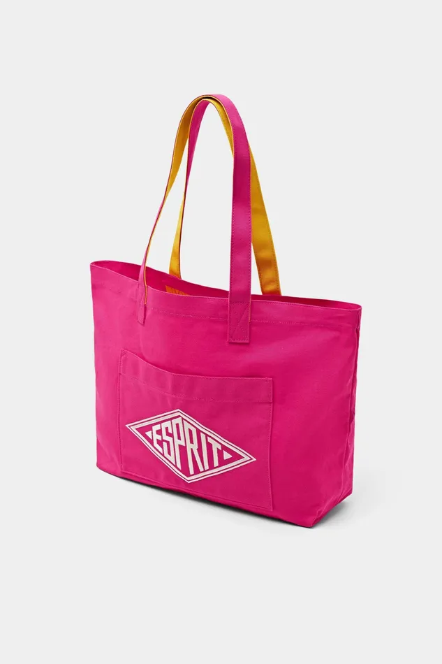 Bags Wallets Men Esprit Logo Canvas Tote Bag Pink Fuchsia