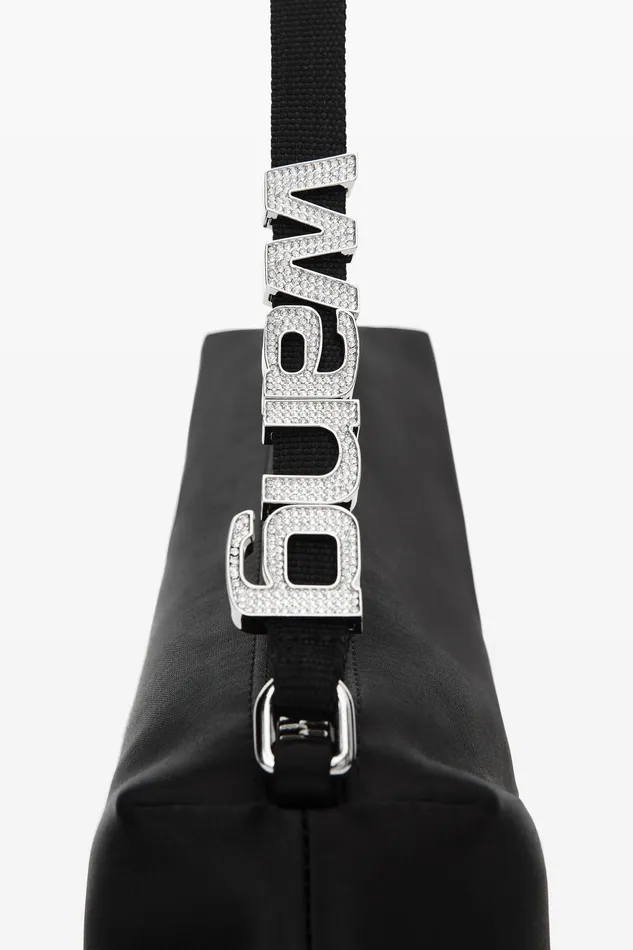 Bags Women Alexander Wang Heiress Flex Bag In Satin With CrystalEmbellished Charms