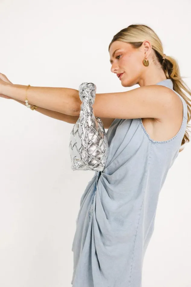 Bags Women Bohme Tasha Woven Crossbody In Silver Silver