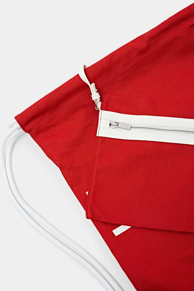 Bags Women Esprit Cotton Canvas Logo Drawstring Backpack Dark Red