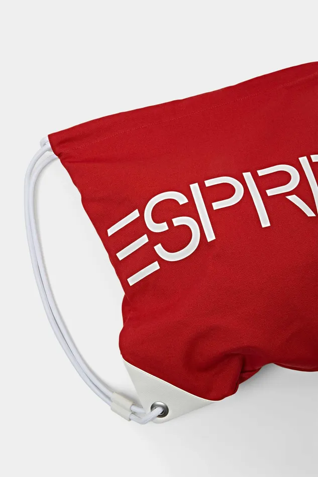 Bags Women Esprit Cotton Canvas Logo Drawstring Backpack Dark Red