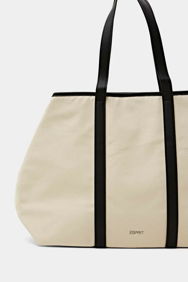 Bags Women Esprit Faux LeatherTrimmed Canvas Tote Black